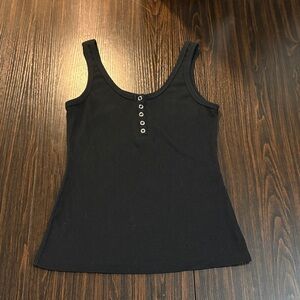 Black Sleeveless Buttoned Women's Top
